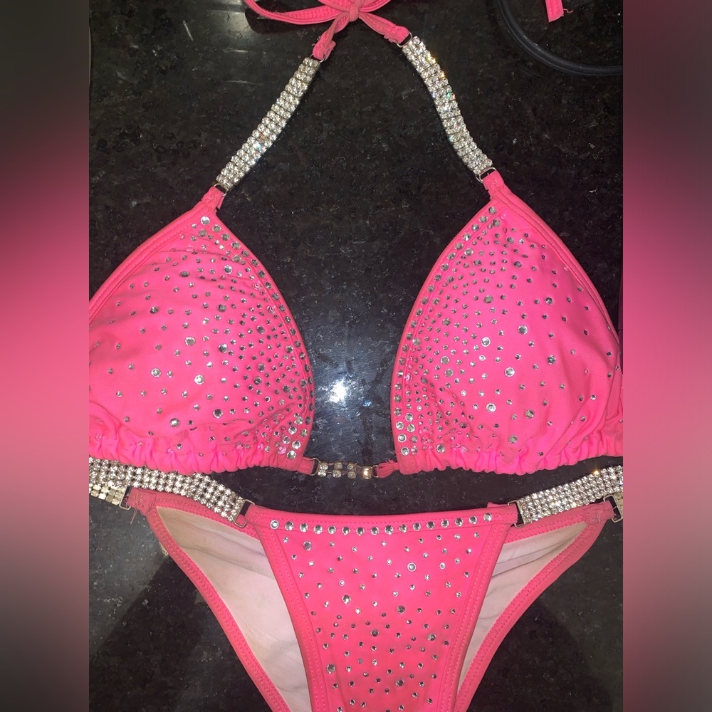 Pink rhinestone competition bikini